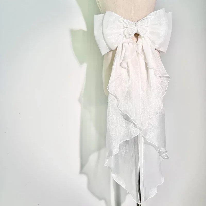 Wedding Dress Supply - Schleppende Schleife, glänzende Seide, doppellagige Schleife,