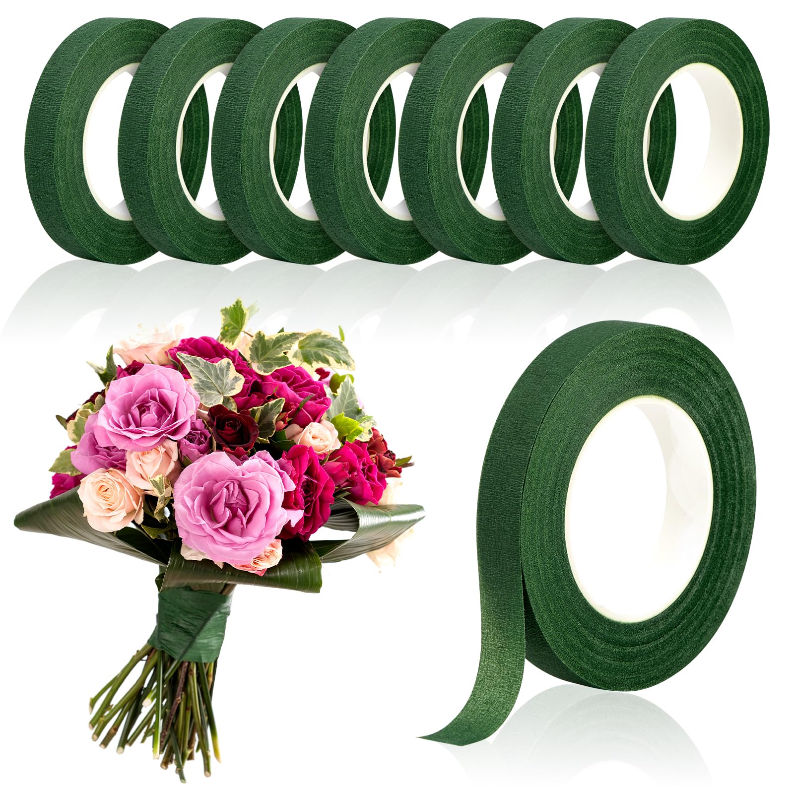 Wedding Supply Decor - 20 Yards grünes Blumenband, selbstklebendes Geschenkpapierband,