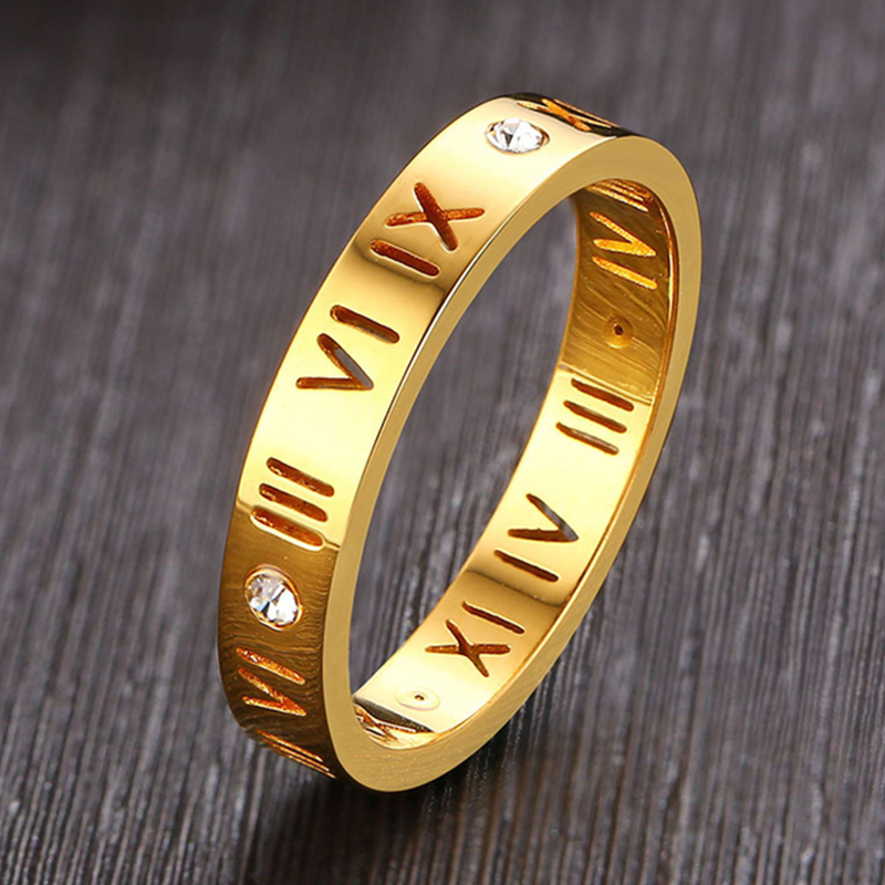 Wedding Zone - Hohle römische Ziffer Ring Edelstahl niedlichen