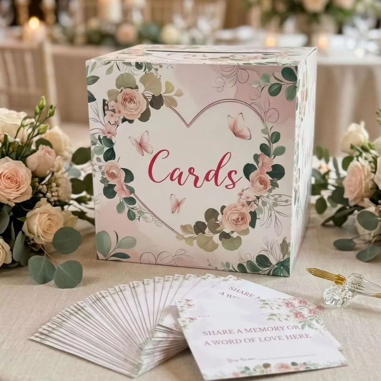Weiße Blumen-Hochzeitskartenbo – Wedding Floral Supply Bewertung und Preis